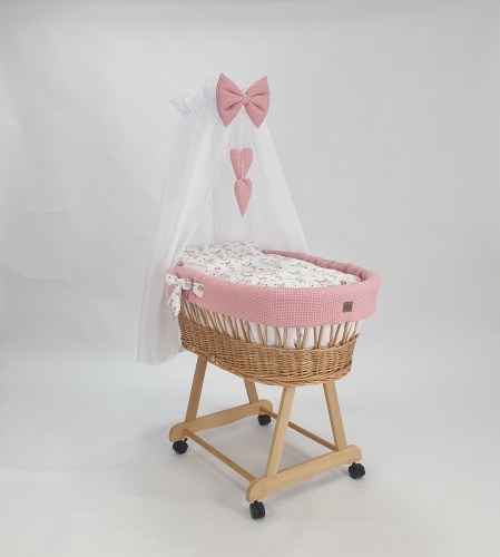 Stubenwagen Rollen Natur - Rosa